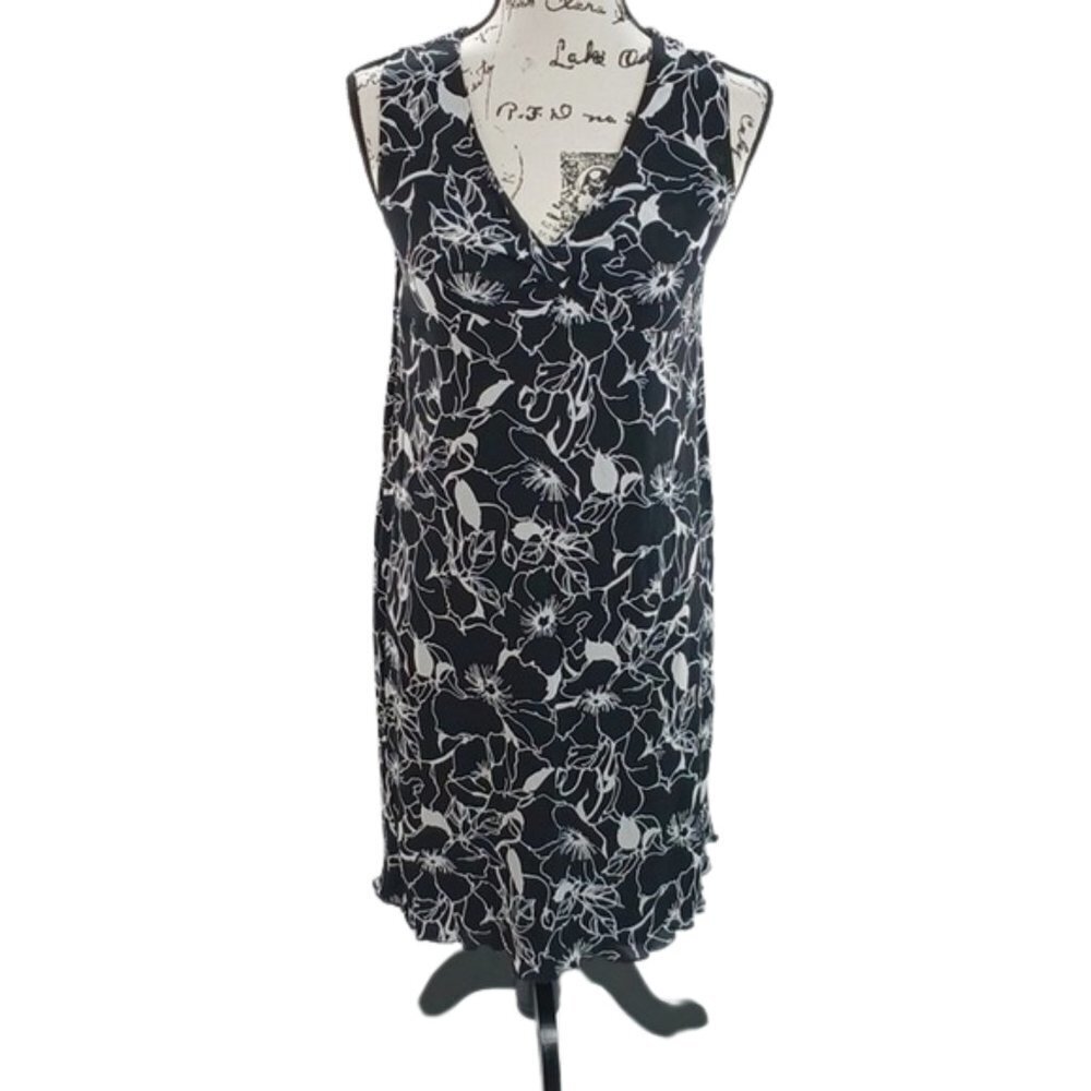 OLD Navy Maternity Dress Black Floral Sleeveless Knee Length Shift Size S